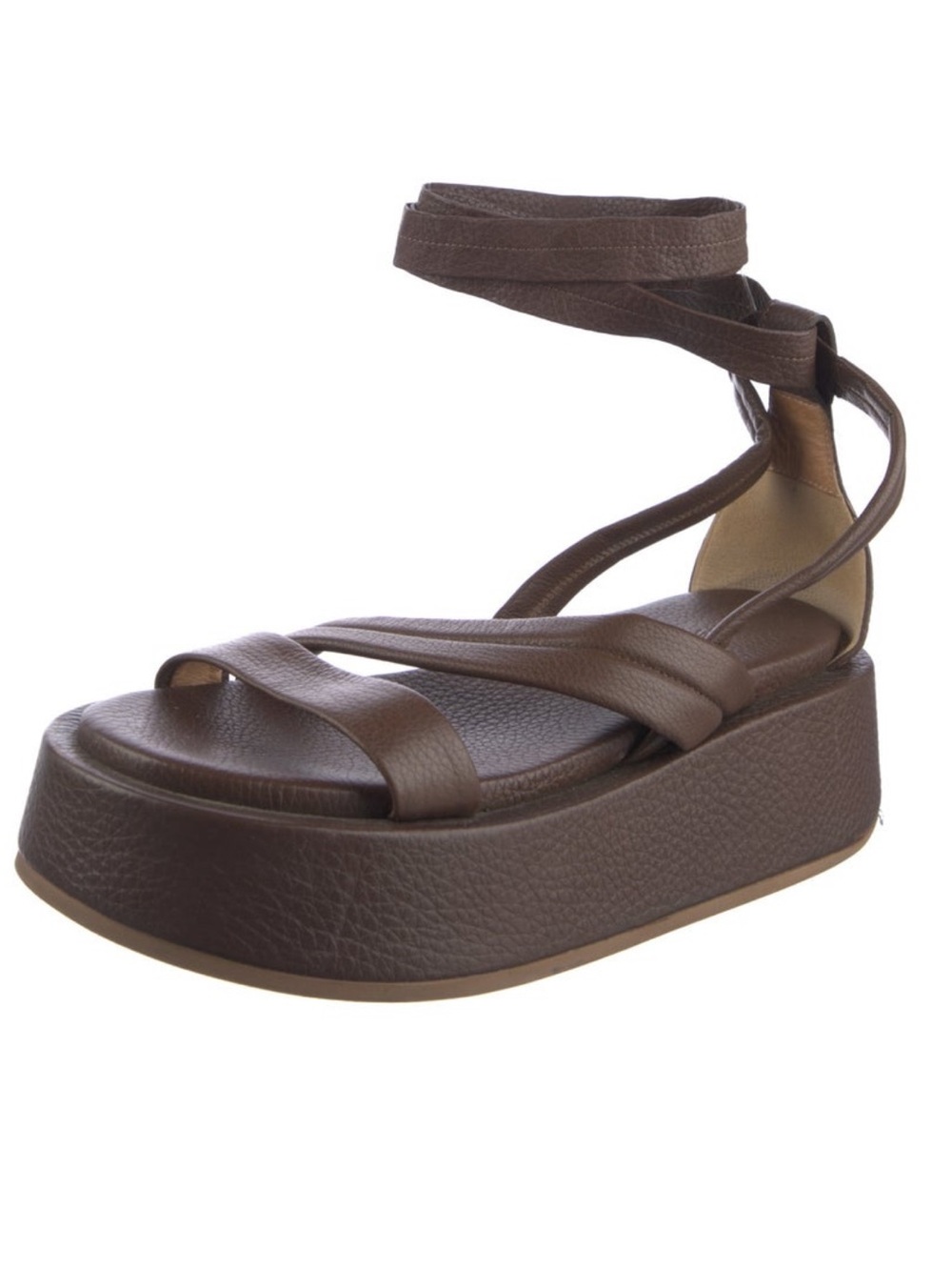 Marsèll Brown Leather Platform Wrap Sandals